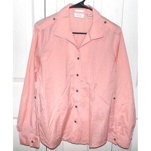 Chico's L No-Iron Pink Long Sleeve Button Up Shirt